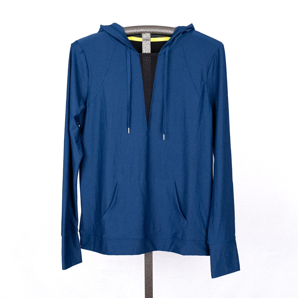 C&C California Hooded Activewear Top Blue Women's XL Performance Wicking Stretch